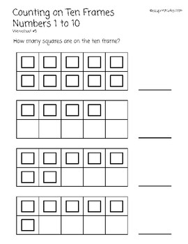 Counting on Ten Frames, Numbers 1 to 10 by eduprintables | TPT