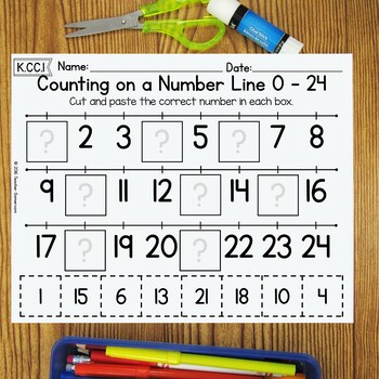 Counting on a Number Line 0 - 25 Worksheet by Teacher Gameroom | TpT