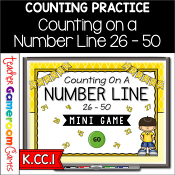 Preview of Counting on a Number Line 26 - 50 Mini Powerpoint Game Distance Learning