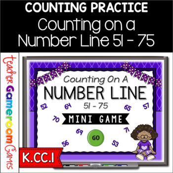 Preview of Counting on a Number Line 51 - 75 Mini Powerpoint Game Distance Learning