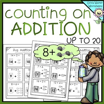 Preview of Counting on addition strategy worksheets to twenty from a given number