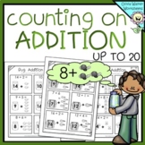 Counting on addition strategy worksheets to twenty from a 