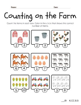 Counting on the Farm K.CC.B.5 by Little Lamb School House | TPT