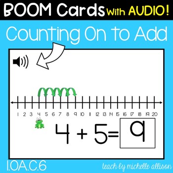 Preview of Math Boom Cards - Counting on to Add Using Number Line Addition Strategies