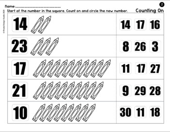 counting on to 30 kindergarten math worksheets boom cards blended learning