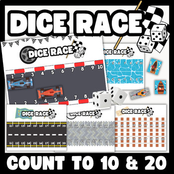 Counting to 10 and 20 | Math Board Game | Dice Race | Dice Game Worksheet