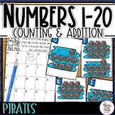 Counting to 10 & 20 with Addition Task Cards - PIRATES - C