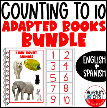 Preview of Counting to 10 Adapted Books special education English Numeros Libros Adaptados