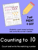 Counting to 10 - Count and Write Numbers
