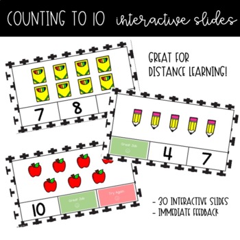 Preview of Counting to 10 Interactive Slides for Math Distance Learning (Kindergarten)