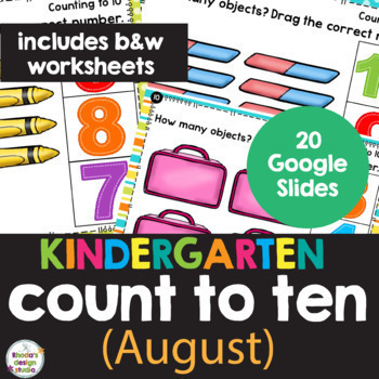 Counting to 10 Kindergarten Math Worksheets & Google Slides Blended Learning
