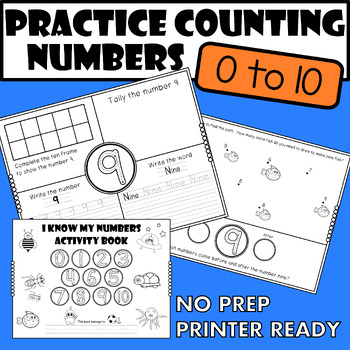 Preview of Counting to 10 Practice Activity Book for Kindergarten, Preschool & Grade 1