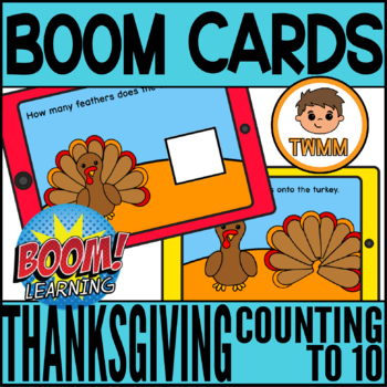 Preview of Counting to 10 | Thanksgiving Turkey | Kindergarten Maths Cardinality BOOM CARDS