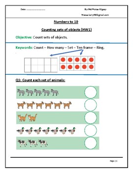 Preview of Counting to 10 Worksheet