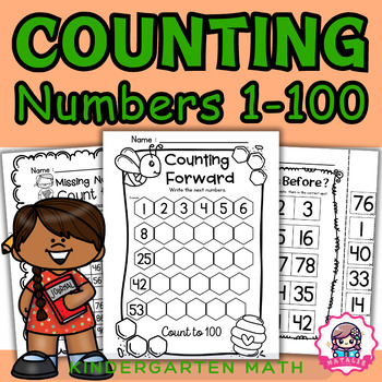 Preview of Learning to Count to 100 | 1-100 Counting Sheet | Kindergarten Math Worksheet