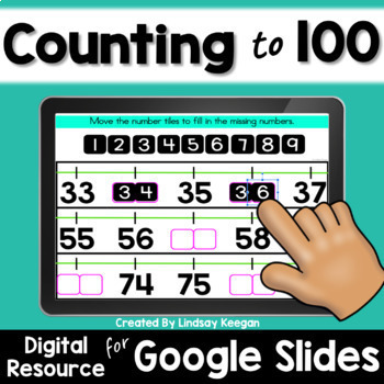 Preview of Counting to 100 Digital Activities for Google Classroom Kindergarten Math