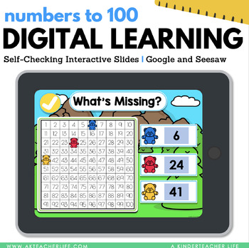 Preview of Counting to 100 Google Slides and Seesaw Math Task Cards