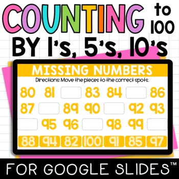 Preview of Counting to 100 by 1s 5s 10s Digital Math Center for Google Classroom™