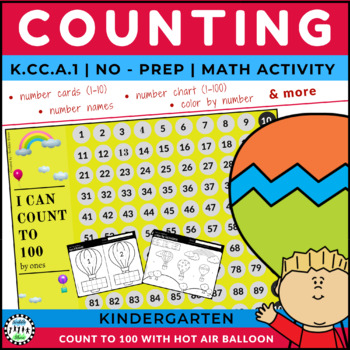 Preview of Kindergarten Counting to 100 with Hot air balloons (CCSS MATH K.CC.A.1).