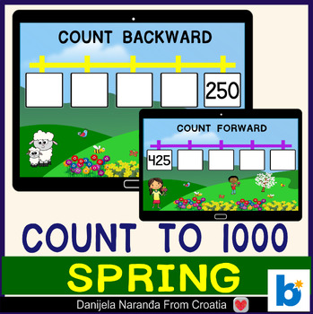 Preview of Counting to 1000 3 Digit Numbers Spring MATH Bundle Boom ™ Cards