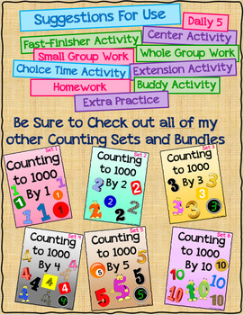 counting to 1000 by 1 worksheets set 1 tpt