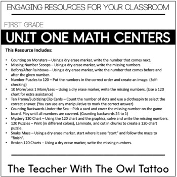 Counting to 120 Centers and Activities by The Teacher With The Owl Tattoo