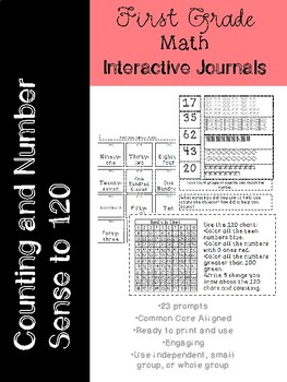 Preview of Counting to 120 Interactive Journal Prompts