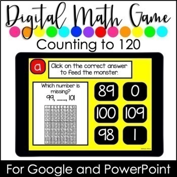 Preview of Counting to 120 Math Game for GOOGLE Classroom Distance Learning