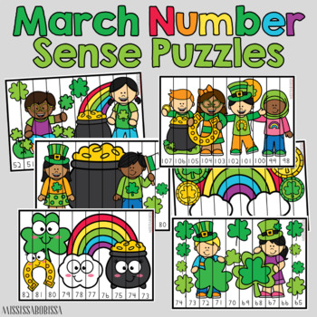 Preview of Counting to 120 Number Sense Puzzles (March Themed)