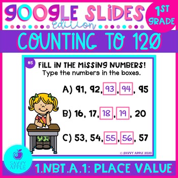 Preview of Counting to 120 Place Value Google Slides Google Classroom Distance Learning