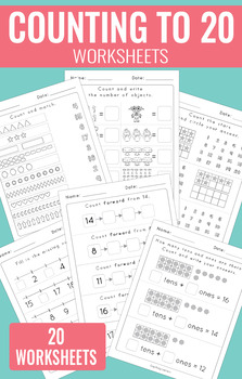 Counting to 20 Worksheets - Kindergarten by Easy Peasy Learners