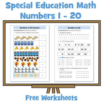 Preview of Counting to 20 Worksheets: Special Education Math