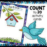 Counting to 20 math activity cards with birds