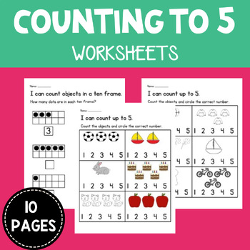 Counting to 5 - Writing Numbers to 5 - Kindergarten Math Worksheets