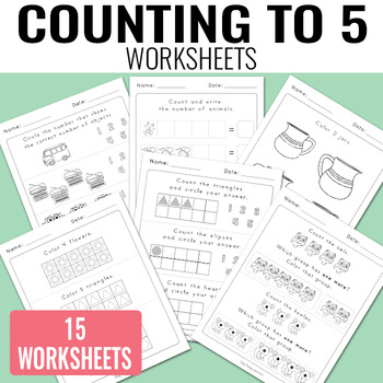 Preview of Counting to 5 Worksheets - Kindergarten