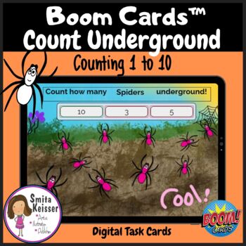 Preview of Counting underground 1 -10 with Animation, Kindergarten, Boom Cards™️ Earth