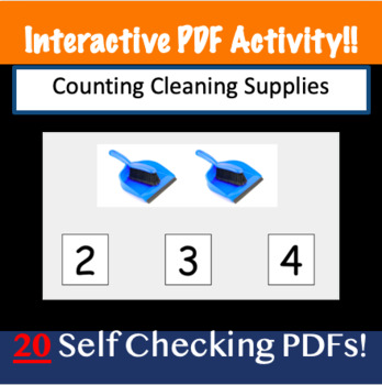 Preview of Counting up to 5 with Cleaning Photos - Self-Checking PDF 