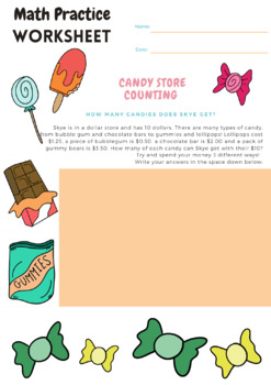 Preview of Counting with Candy - Math Practice Worksheet
