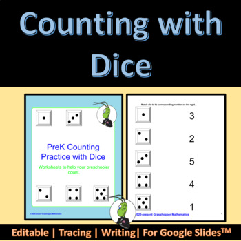 Preview of Counting with Dice | Tracing | Matching for PreK | Google Slides