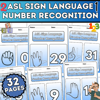 Preview of Counting with Hands-ASL Sign Language Number Recognition, Worksheets