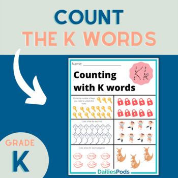 Preview of Counting with K Words | Learn to Count with the Letter K Printable Math Activity