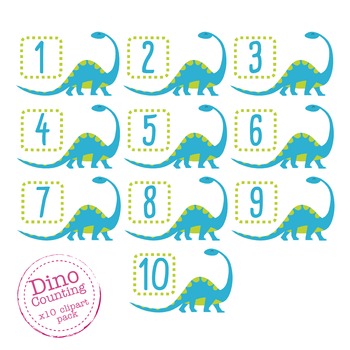 Preview of Counting with dinosaurs, dinosaur clipart, maths clipart, numbers