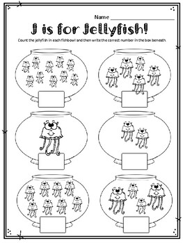 counting with the letter j j is for jellyfish counting worksheets