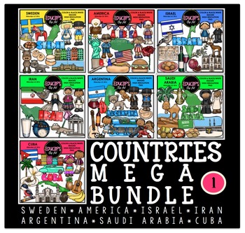 Preview of Countries 1 Clip Art Mega Bundle {Educlips Clipart}