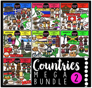 Preview of Countries 2 Clip Art Mega Bundle {Educlips Clipart}