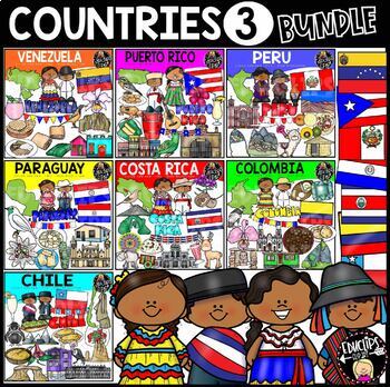Preview of Countries 3 Clip Art Bundle {Educlips Clipart}