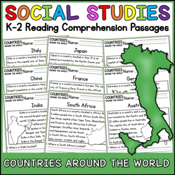 Preview of Countries Around the World Social Studies Reading Comprehension K-2