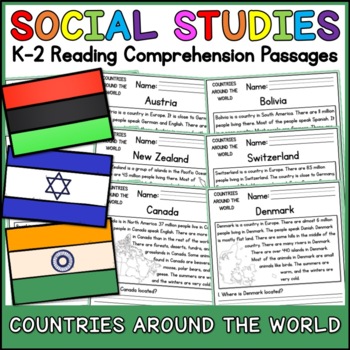 Preview of Countries Around the World Social Studies Reading Comprehension K-2