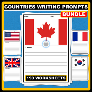 Preview of Countries Around the World Writing Prompts - 193 worksheets