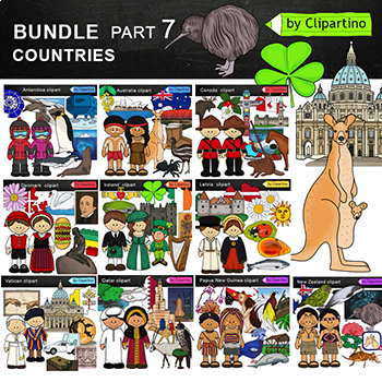 Preview of Countries Clip Art Bundle - PART 7 /Australia /Antarctica /Ireland /Vatican